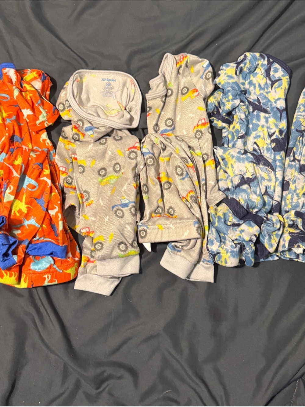 6 sets Kids Pajamas - Grey Tractor Print Sleep Set